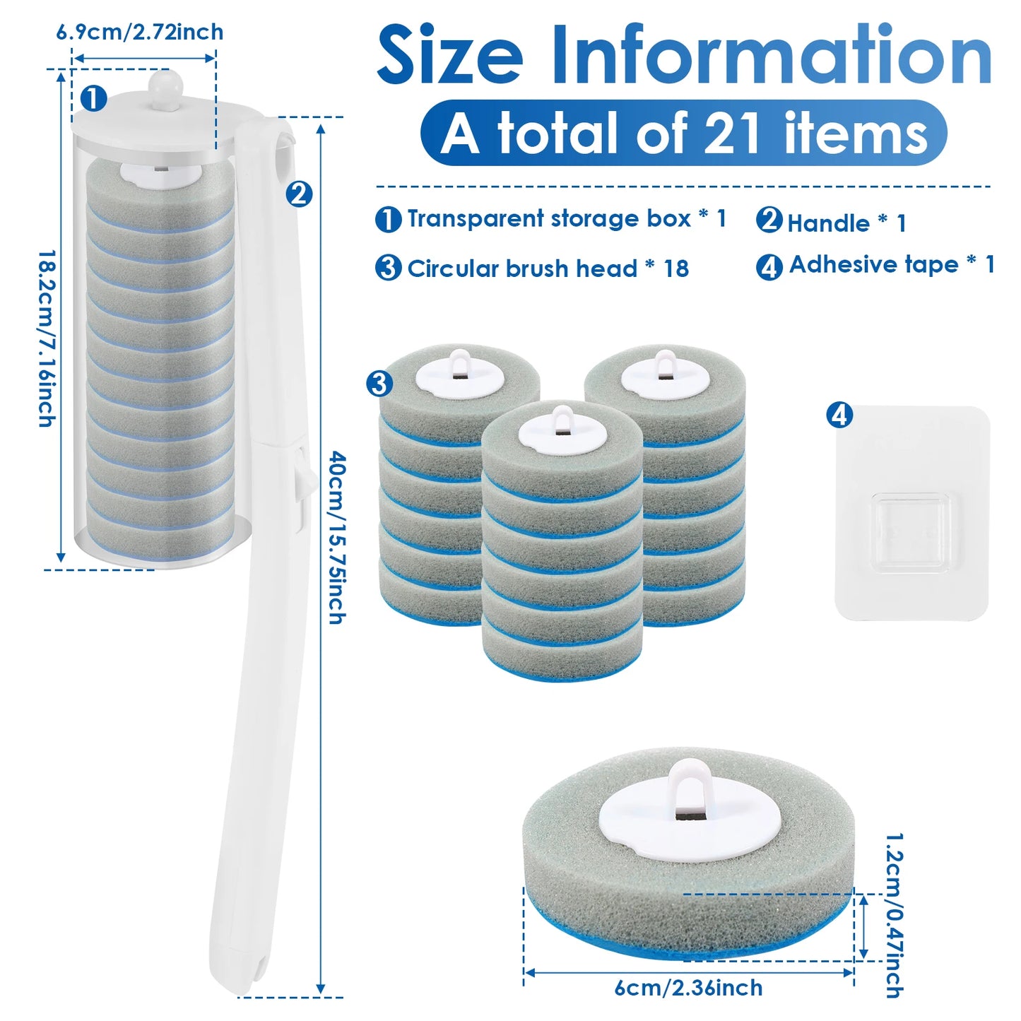 18/36 pcs Disposable Toilet Brush Kit – Wall-Mounted Holder, Long Handle, Refill Included