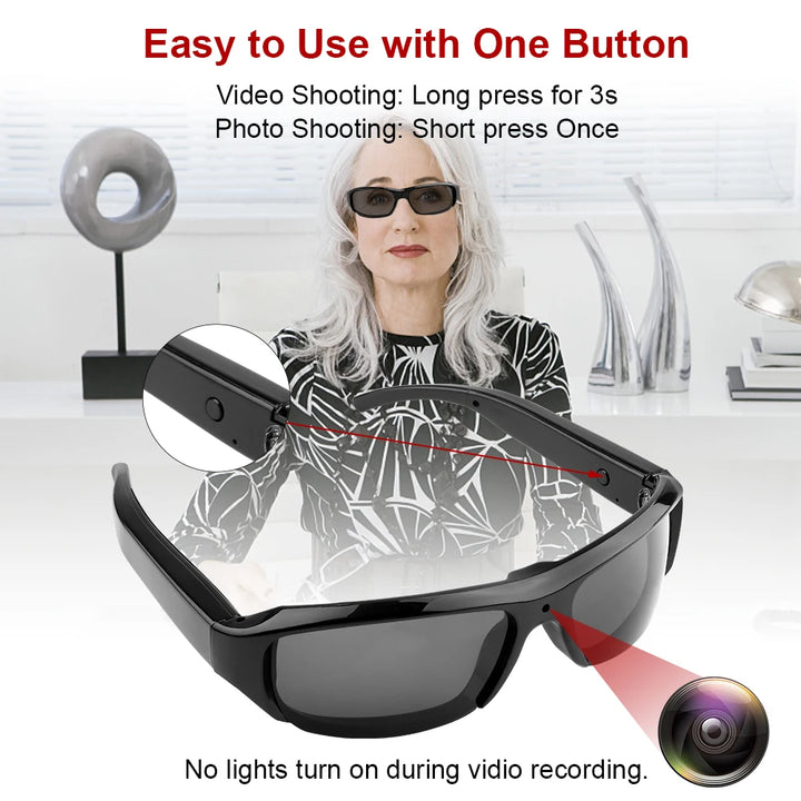 Portable 1080P HD Mini Glasses Camera Video Recorder Wearable Sunglasses Camera Outdoor Sports DV DVR Surveillance Camcorder