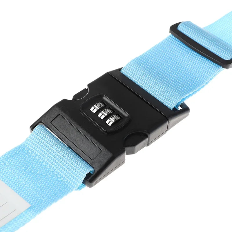 Adjustable luggage strap with password lock — extra protection against opening and theft