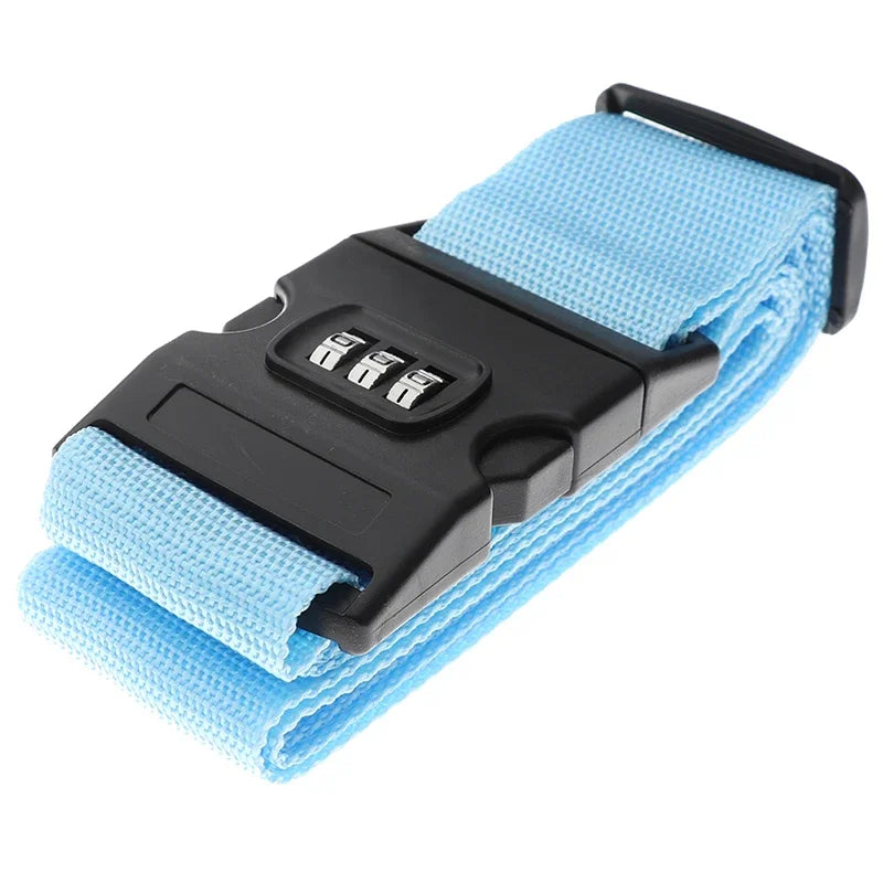 Adjustable luggage strap with password lock — extra protection against opening and theft