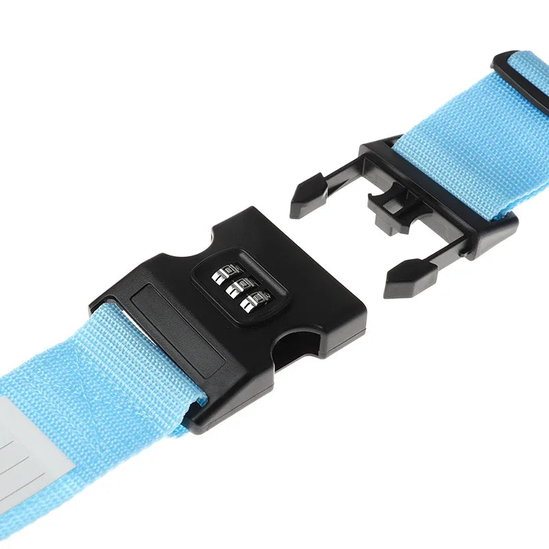 Adjustable luggage strap with password lock — extra protection against opening and theft